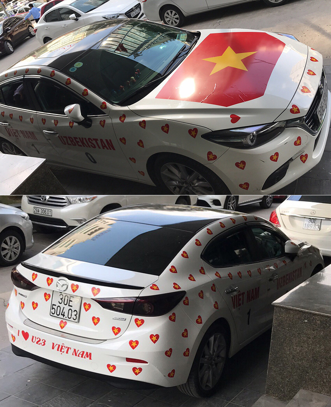 Người Việt đua nhau trang trí ôtô cổ vũ đội bóng U23